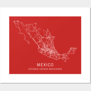 Mexico Road Map Posters and Art